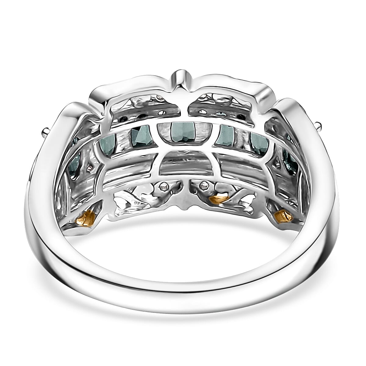 D'Joy Premium Narsipatnam Alexandrite and White Zircon 1.90 ctw Rococo Filigree Ring in 18K Vermeil YG and Rhodium Over Sterling Silver (Size 10.0) image number 4