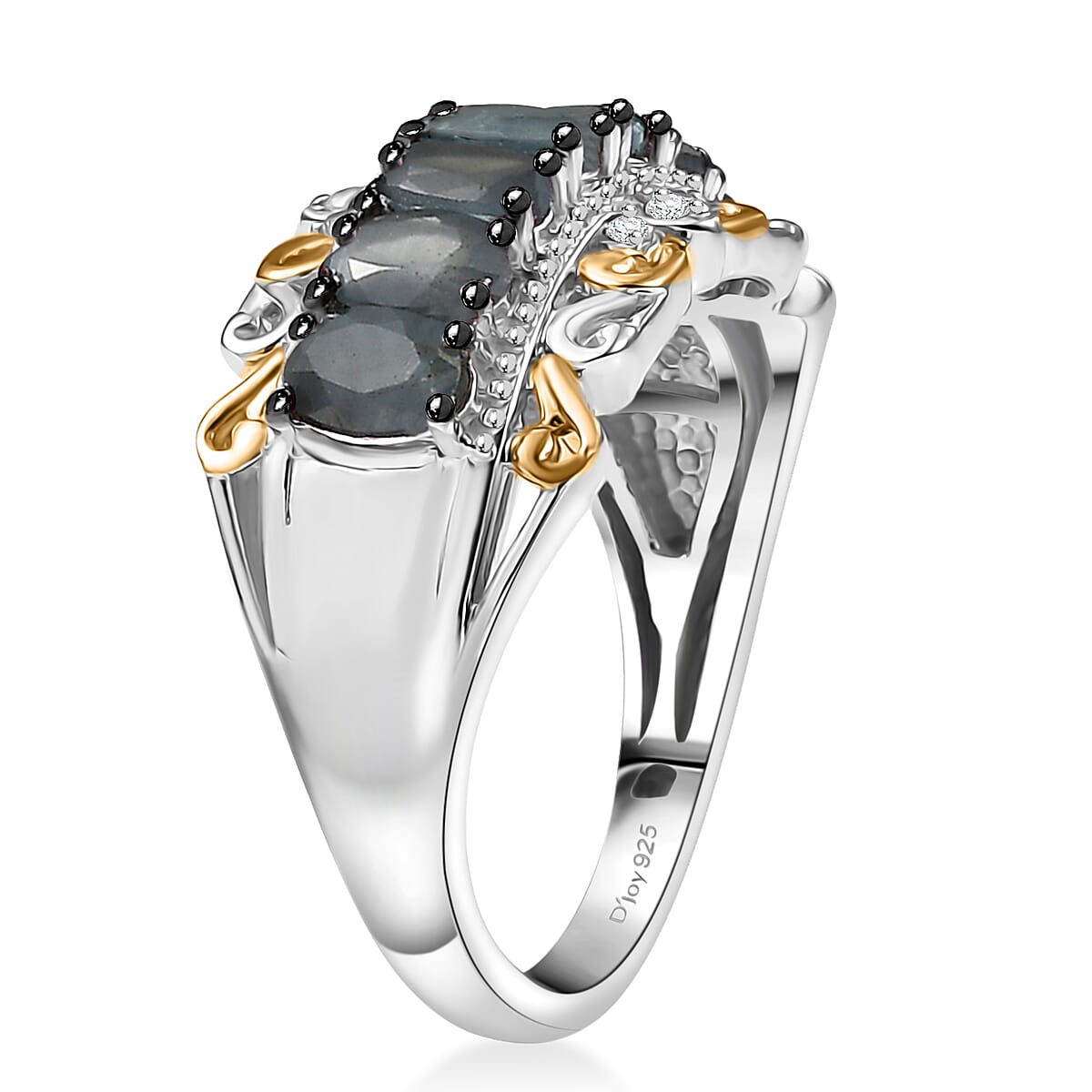 D'Joy Premium Narsipatnam Alexandrite and White Zircon 1.90 ctw Rococo Filigree Ring in 18K Vermeil YG and Rhodium Over Sterling Silver (Size 6.0) image number 3