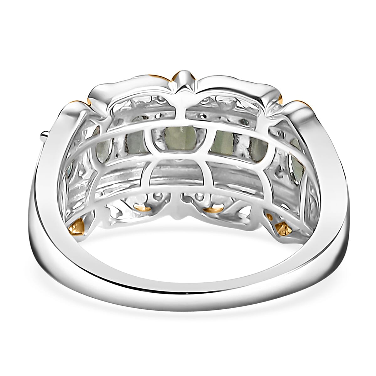 D'Joy Premium Narsipatnam Alexandrite and White Zircon 1.90 ctw Rococo Filigree Ring in 18K Vermeil YG and Rhodium Over Sterling Silver (Size 7.0) image number 4