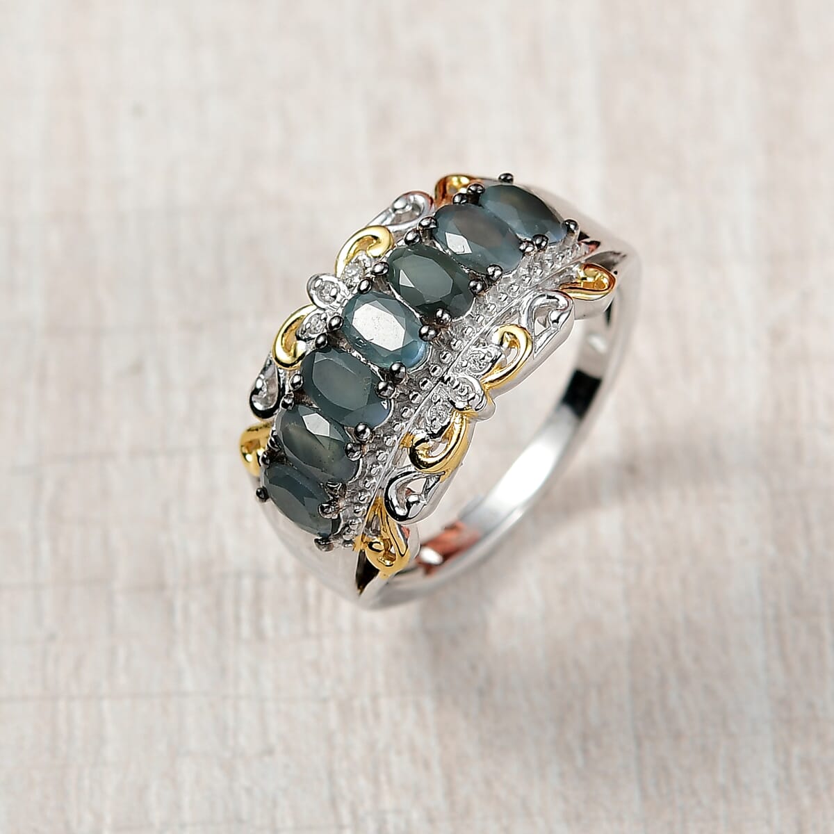 D'Joy Premium Narsipatnam Alexandrite and White Zircon 1.90 ctw Ring in 18K Vermeil YG and Rhodium Over Sterling Silver (Size 8.0) image number 1