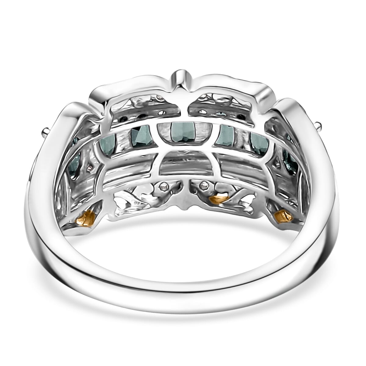 D'Joy Premium Narsipatnam Alexandrite and White Zircon 1.90 ctw Ring in 18K Vermeil YG and Rhodium Over Sterling Silver (Size 8.0) image number 4