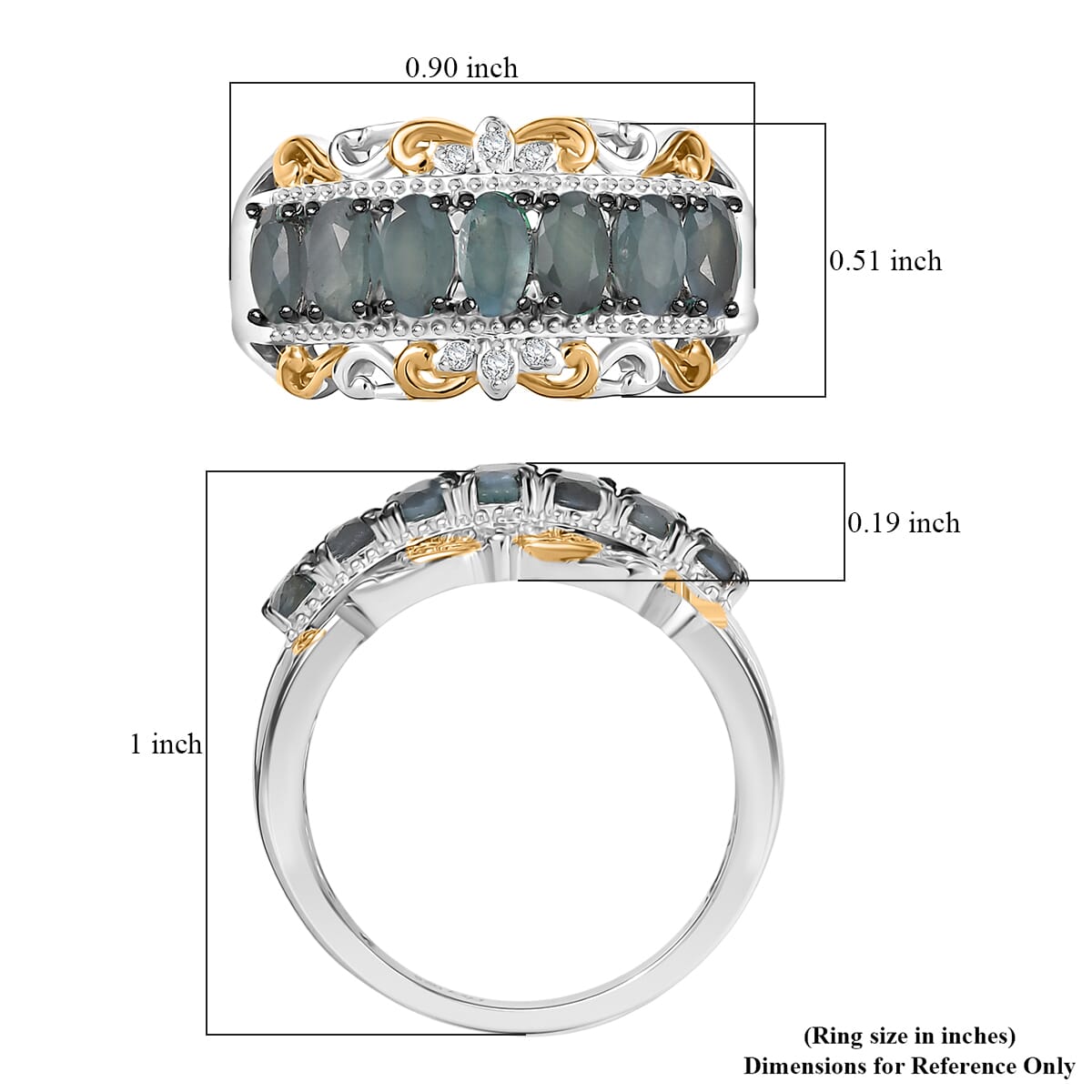 D'Joy Premium Narsipatnam Alexandrite and White Zircon 1.90 ctw Ring in 18K Vermeil YG and Rhodium Over Sterling Silver (Size 8.0) image number 5