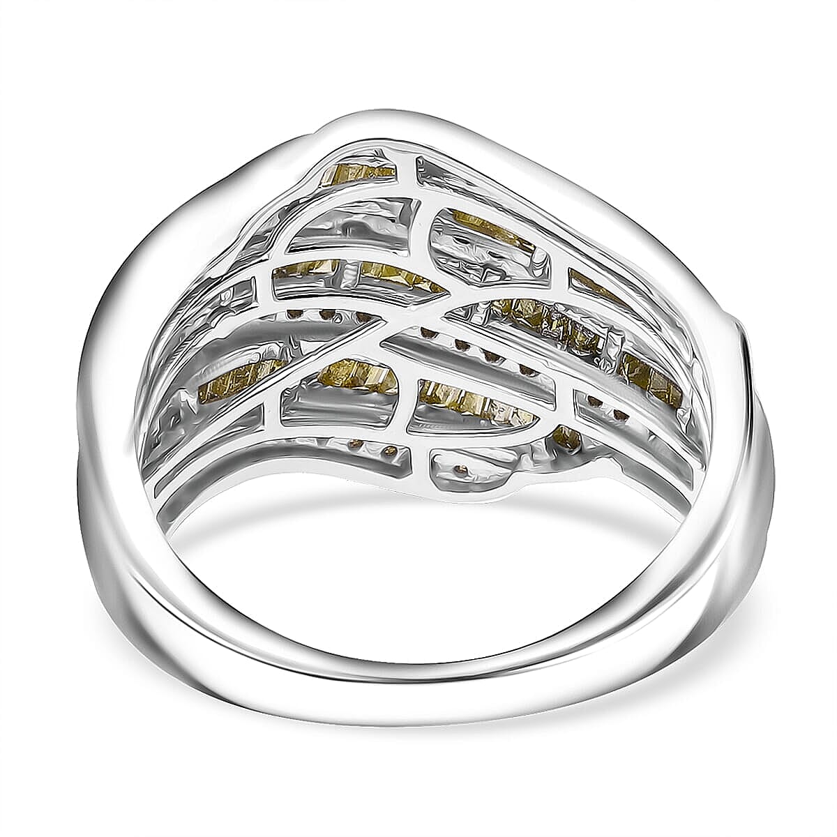 Yellow Diamond 1.00 ctw Ring in Platinum Over Sterling Silver (Size 6.0) image number 3
