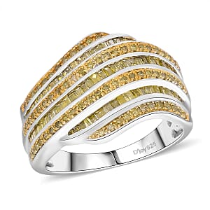 Yellow Diamond 1.00 ctw Ring in Platinum Over Sterling Silver (Size 8.0)