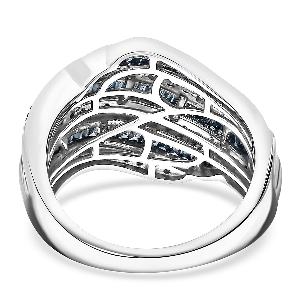 D'Joy Blue Diamond 1.00 ctw Wave Motion Ring in Platinum Over Sterling Silver (Size 6.0) image number 4