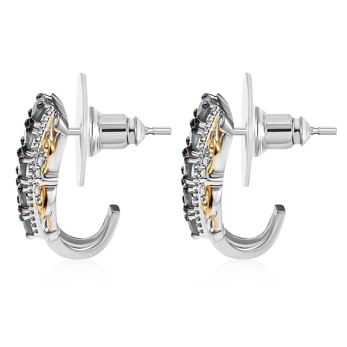 D'Joy Premium Narsipatnam Alexandrite and White Zircon 1.85 ctw Hoop Earrings in 18K Vermeil YG and Rhodium Over Sterling Silver image number 4