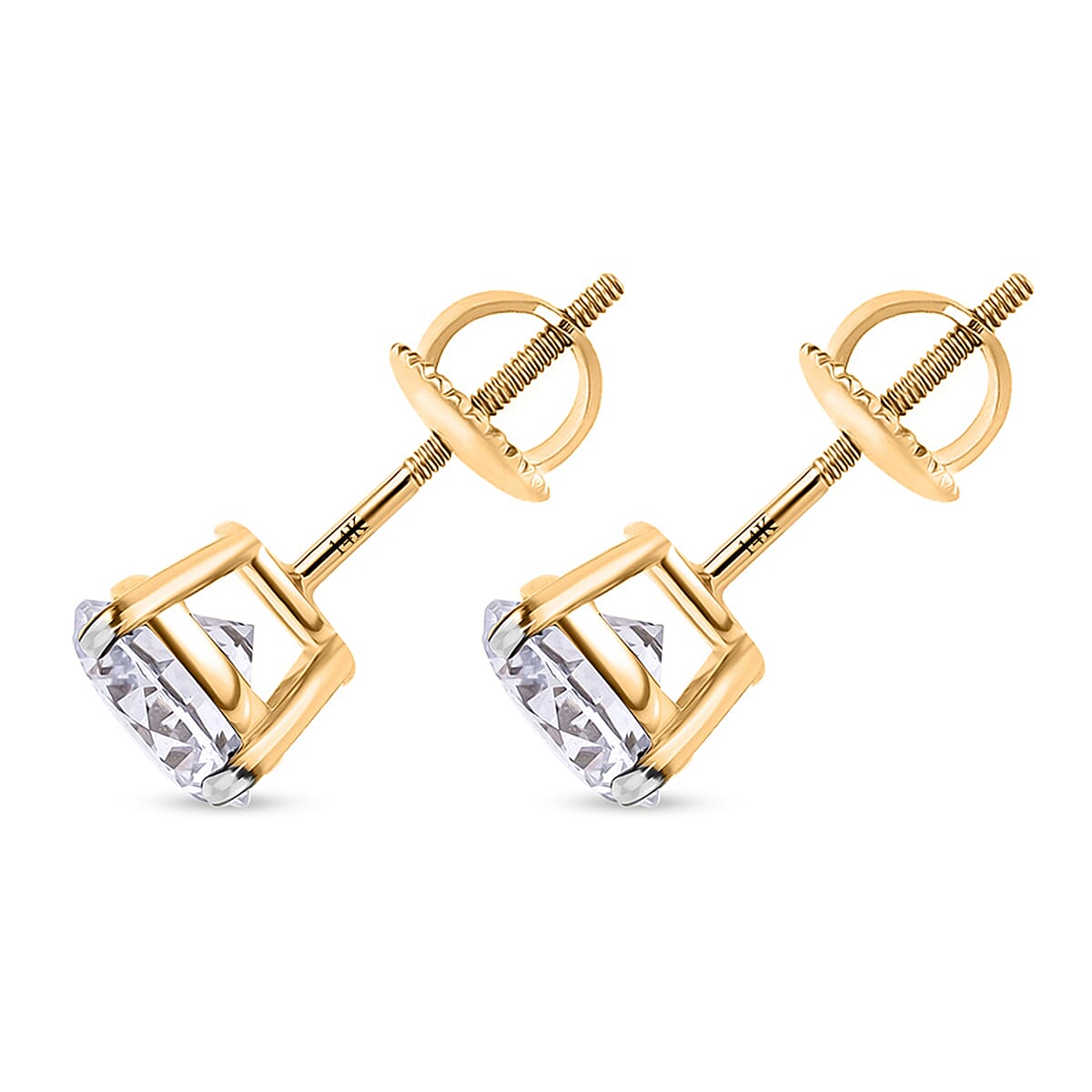 IGI Certified Luxuriant Lab Grown Diamond E-F VS 1.50 ctw Stud Earrings in 14K Yellow Gold image number 3