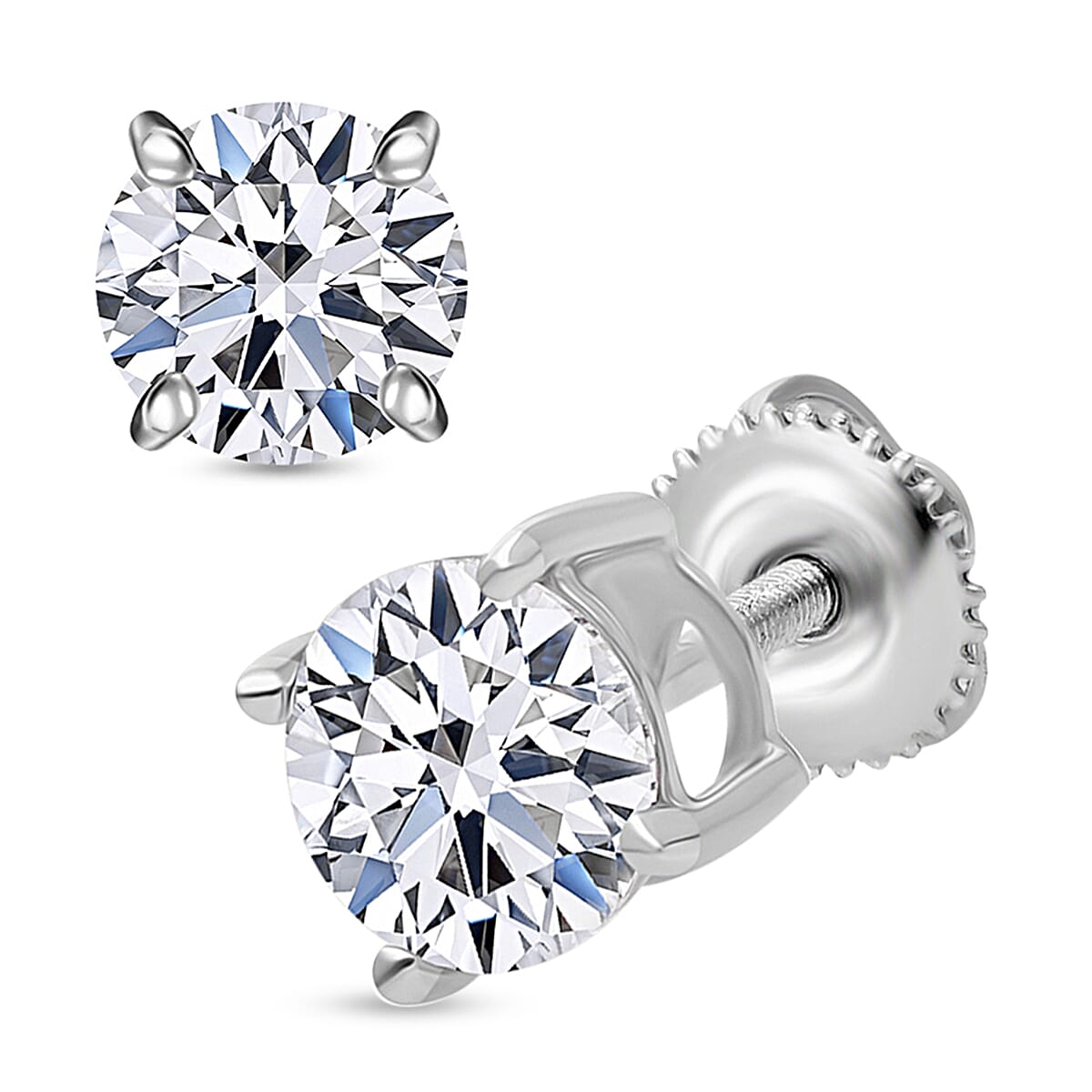IGI certified Luxuriant Lab Grown Diamond E-F VS 1.50 ctw Stud Earrings in 950 Platinum