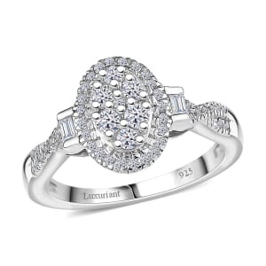 Luxuriant Lab Grown Diamond G-H SI 0.50 ctw Celestial Bloom Ring in Rhodium Over Sterling Silver (Size 10.0) 