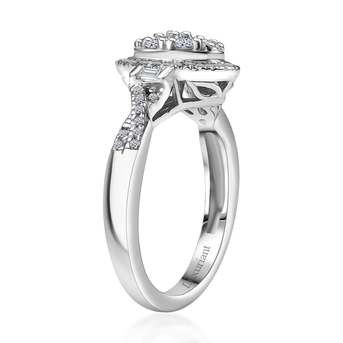 Luxuriant Lab Grown Diamond (G-H, SI) Ring in Rhodium Over Sterling Silver (Size 10.0) 0.50 ctw image number 3