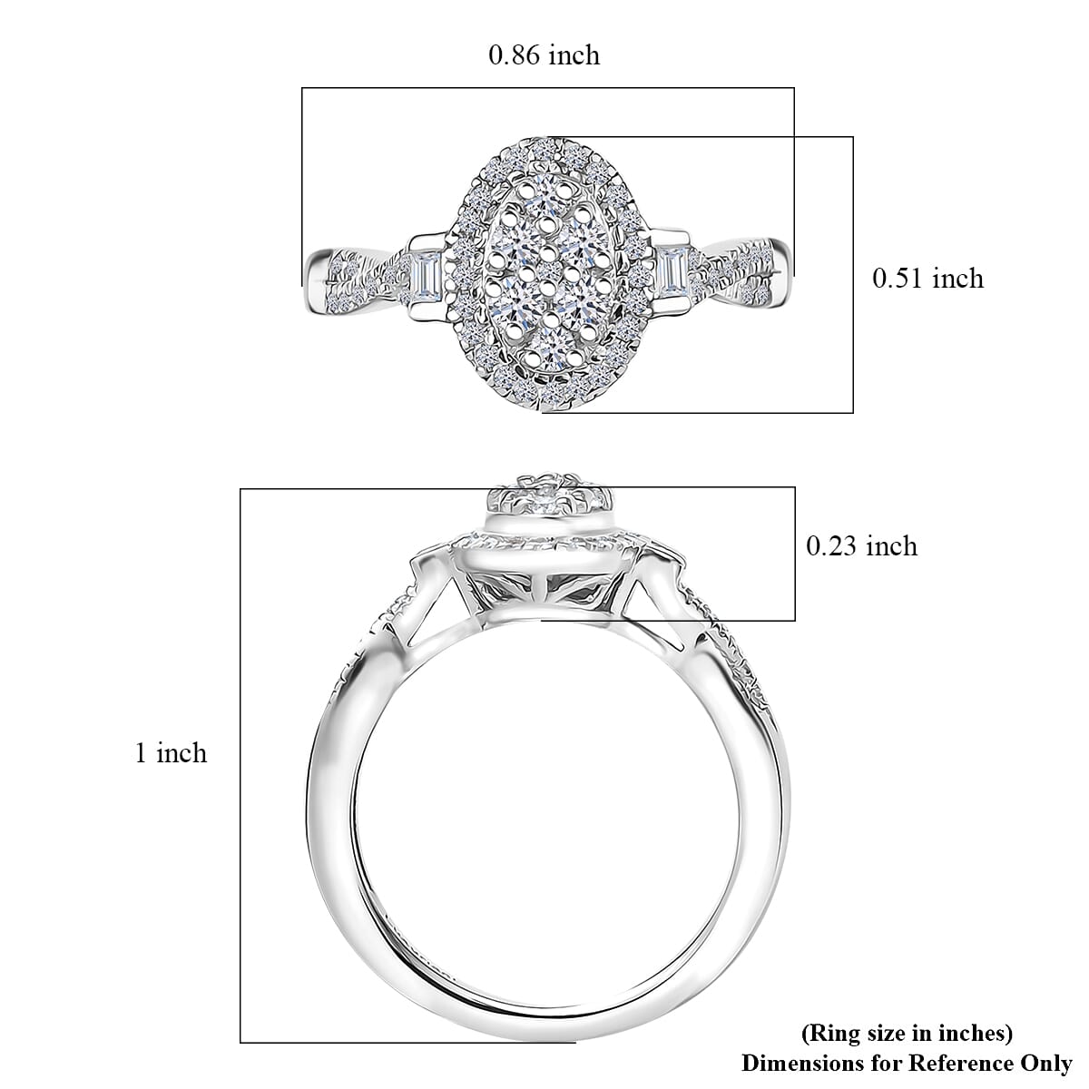 Luxuriant Lab Grown Diamond (G-H, SI) Ring in Rhodium Over Sterling Silver (Size 10.0) 0.50 ctw image number 5