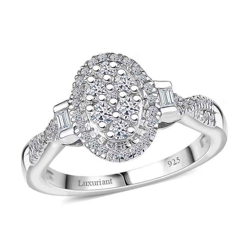 Luxuriant Lab Grown Diamond G-H SI 0.50 ctw Celestial Bloom Ring in Rhodium Over Sterling Silver (Size 6.0) 