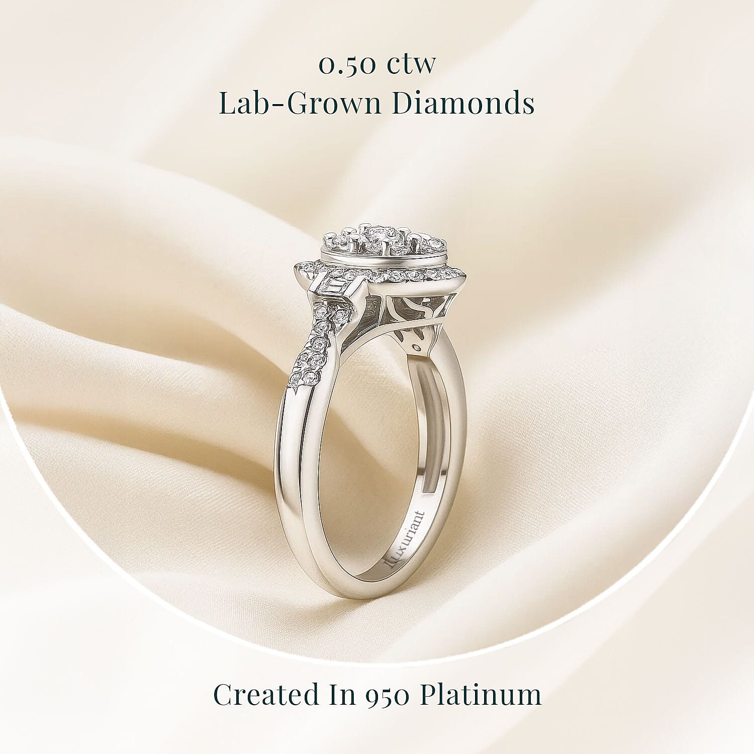 Luxuriant Lab Grown Diamond G-H SI 0.50 ctw Celestial Bloom Ring in Rhodium Over Sterling Silver (Size 6.0) 