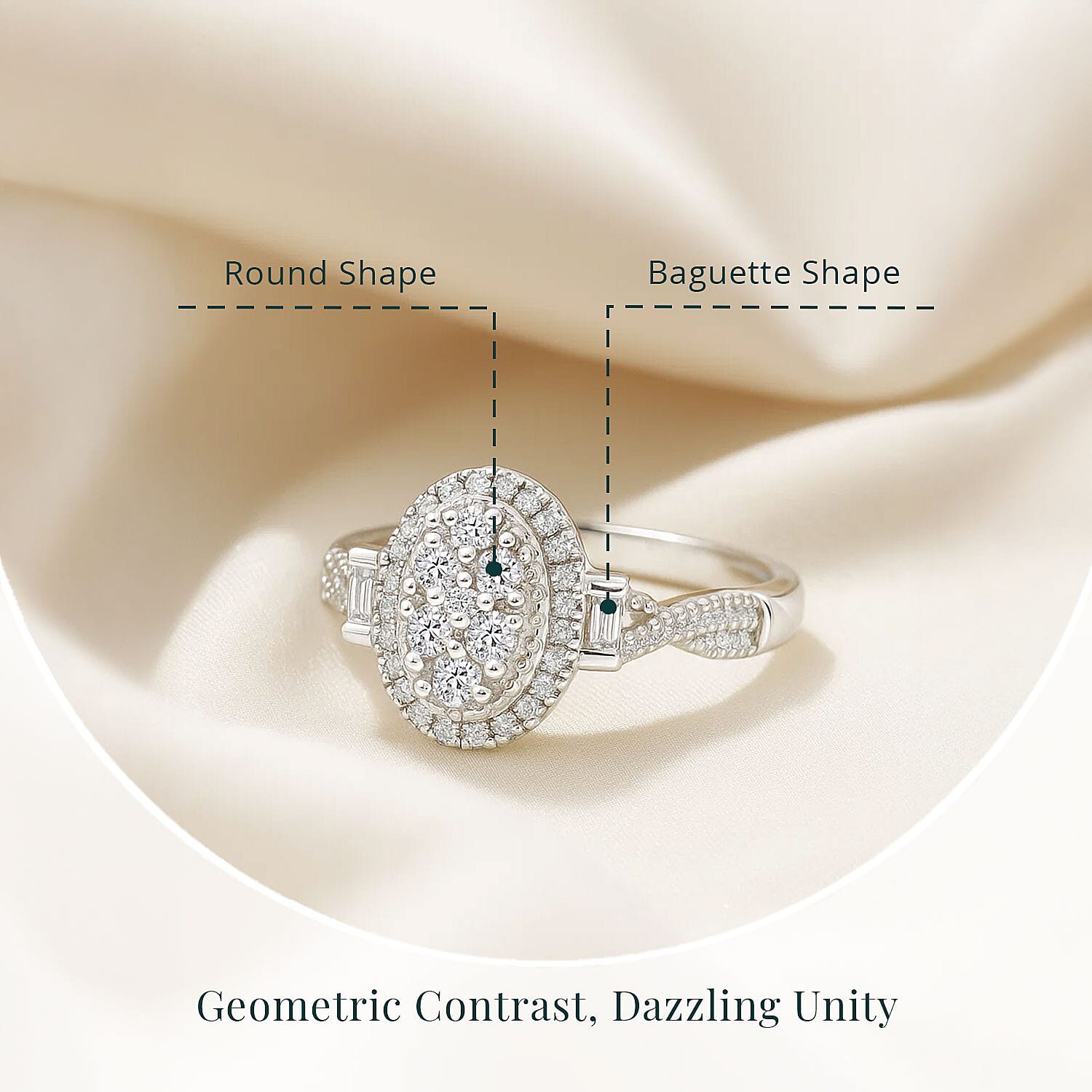 Luxuriant Lab Grown Diamond G-H SI 0.50 ctw Celestial Bloom Ring in Rhodium Over Sterling Silver (Size 6.0) 