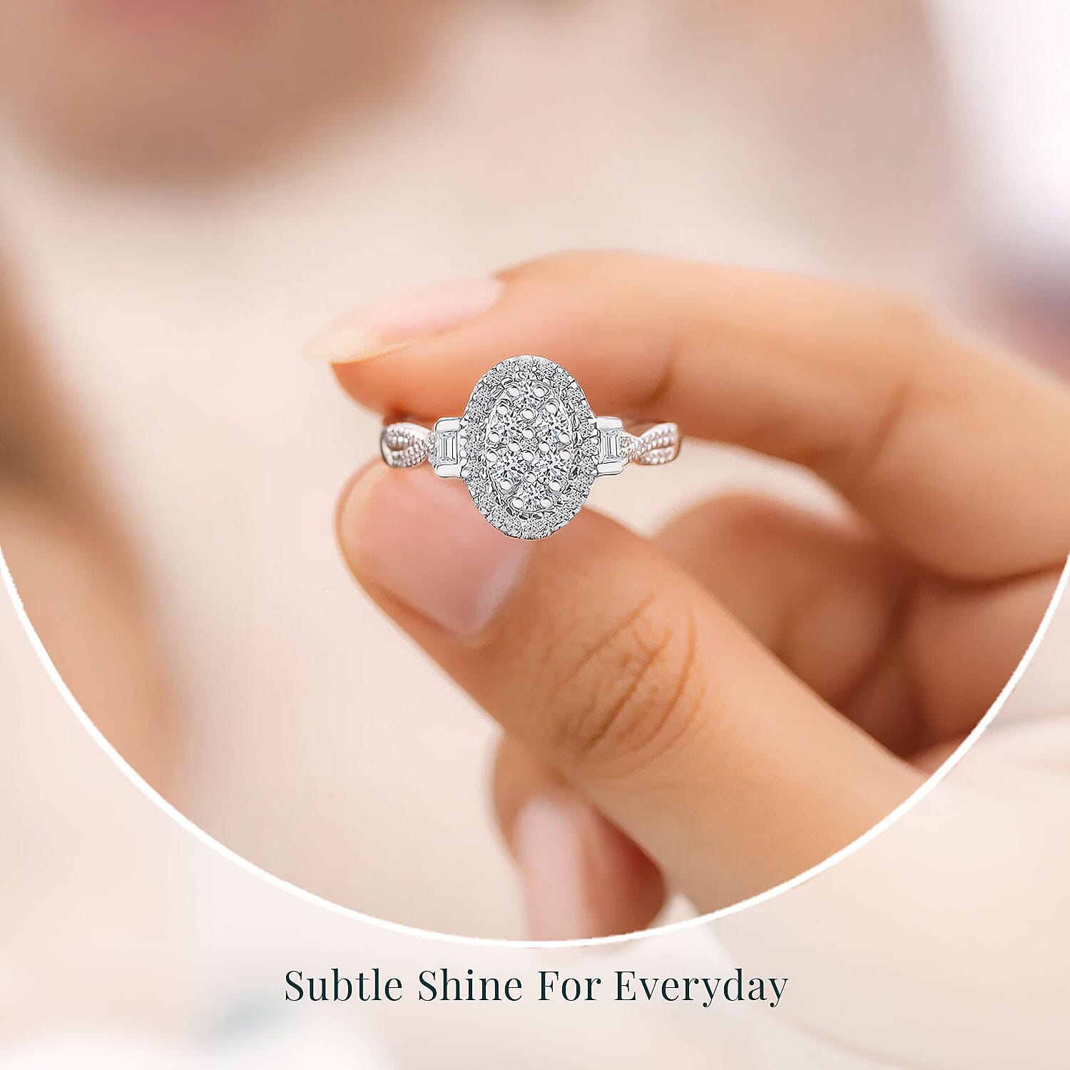 Luxuriant Lab Grown Diamond G-H SI 0.50 ctw Celestial Bloom Ring in Rhodium Over Sterling Silver (Size 6.0) 