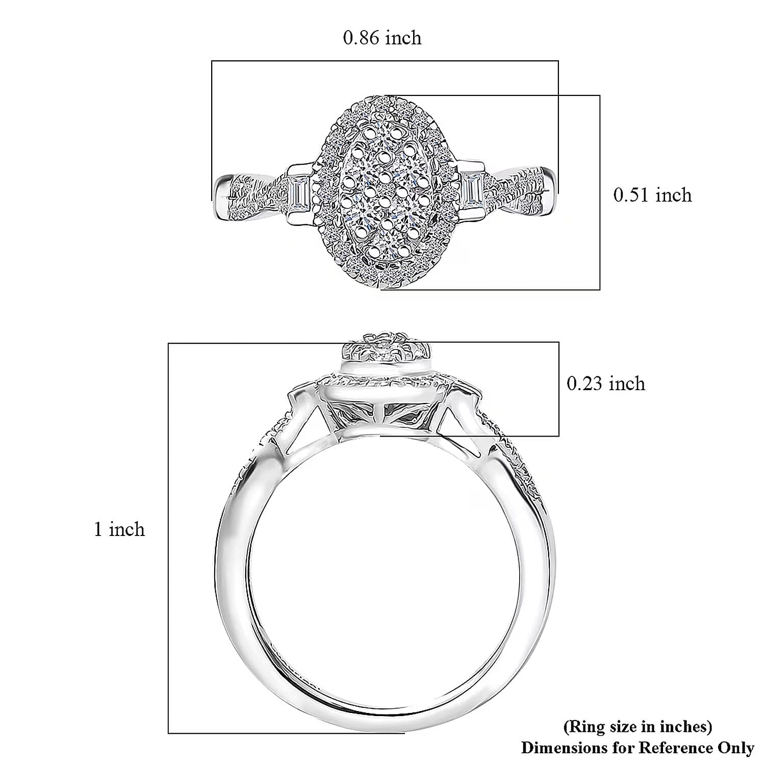 Luxuriant Lab Grown Diamond G-H SI 0.50 ctw Celestial Bloom Ring in Rhodium Over Sterling Silver (Size 6.0) 