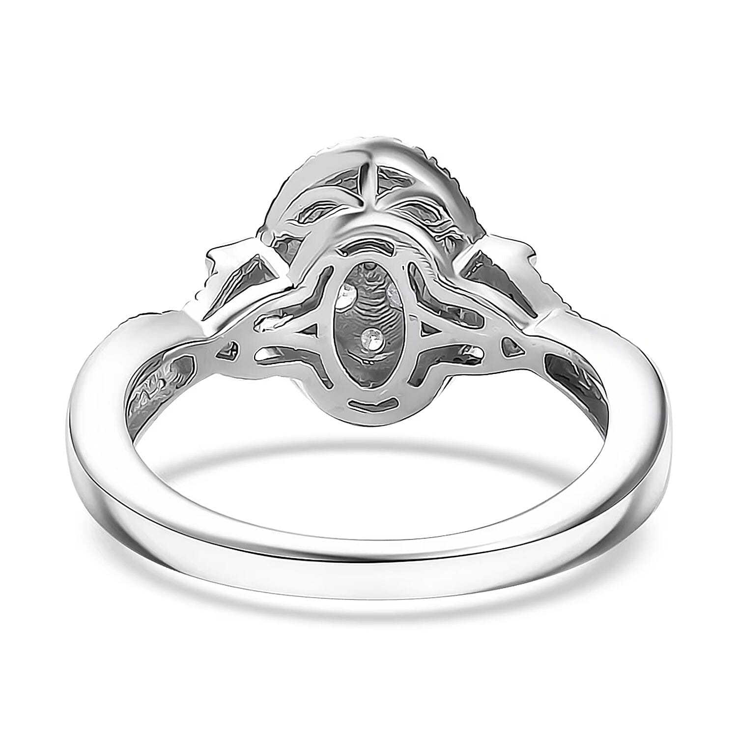 Luxuriant Lab Grown Diamond G-H SI 0.50 ctw Celestial Bloom Ring in Rhodium Over Sterling Silver (Size 6.0) 