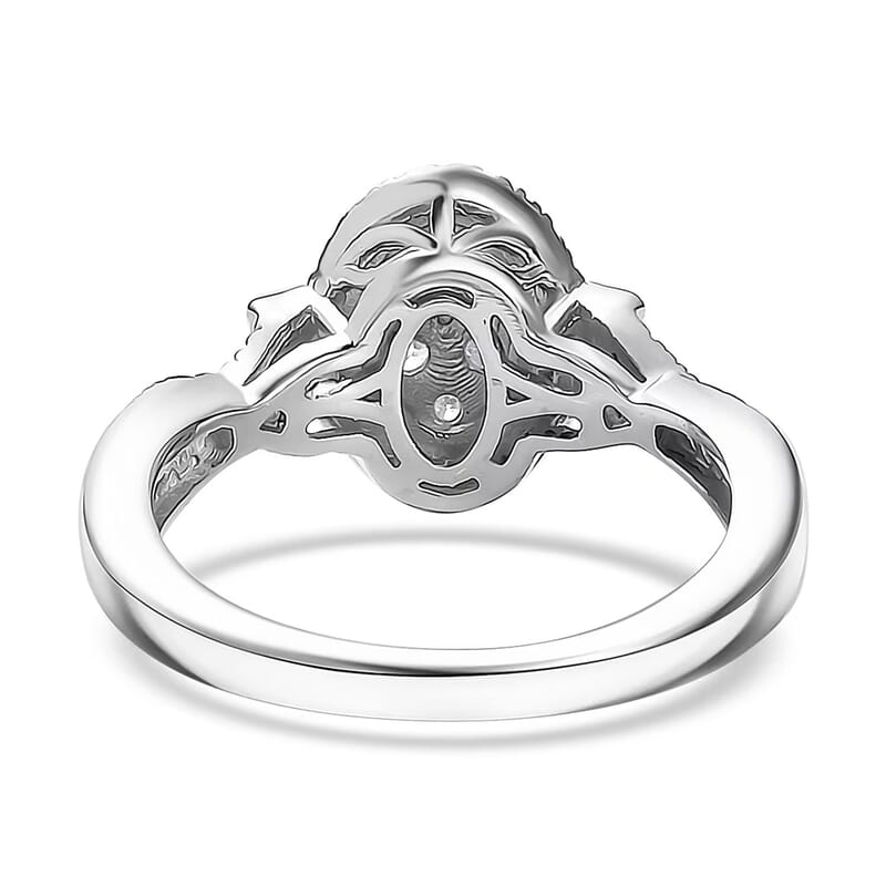 Luxuriant Lab Grown Diamond G-H SI 0.50 ctw Celestial Bloom Ring in Rhodium Over Sterling Silver (Size 6.0) 