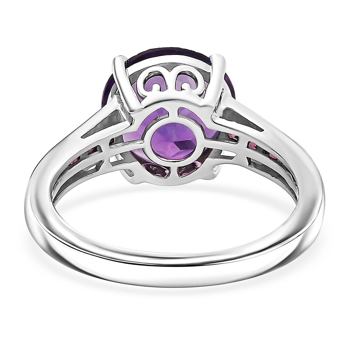 D'Joy African Amethyst and Orissa Rhodolite Garnet 4.40 ctw Ring in Rhodium Over Sterling Silver (Size 10.0)