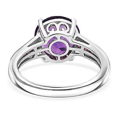 D'Joy African Amethyst and Orissa Rhodolite Garnet 4.40 ctw Ring in Rhodium Over Sterling Silver (Size 10.0)