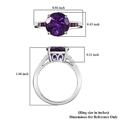 D'Joy African Amethyst and Orissa Rhodolite Garnet 4.40 ctw Ring in Rhodium Over Sterling Silver (Size 10.0)