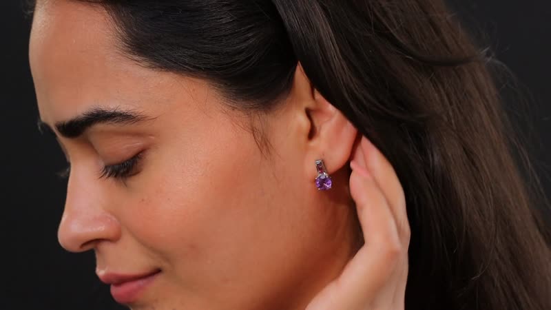 D'Joy African Amethyst and Orissa Rhodolite Garnet 2.80 ctw Earrings in Rhodium Over Sterling Silver