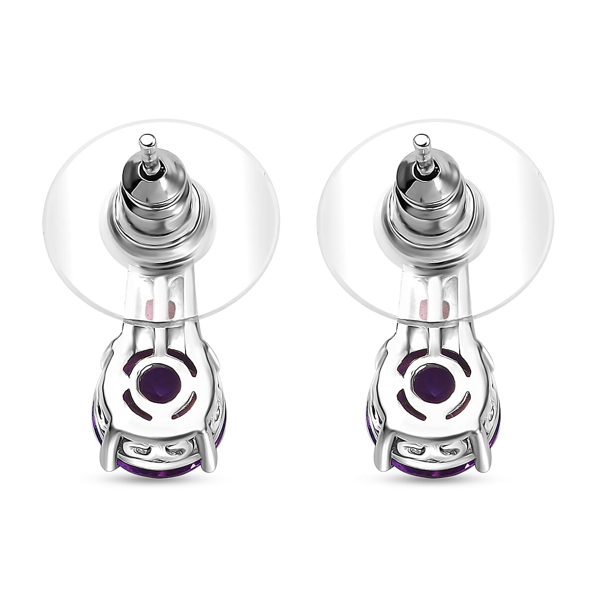 D'Joy African Amethyst and Orissa Rhodolite Garnet 2.80 ctw Earrings in Rhodium Over Sterling Silver