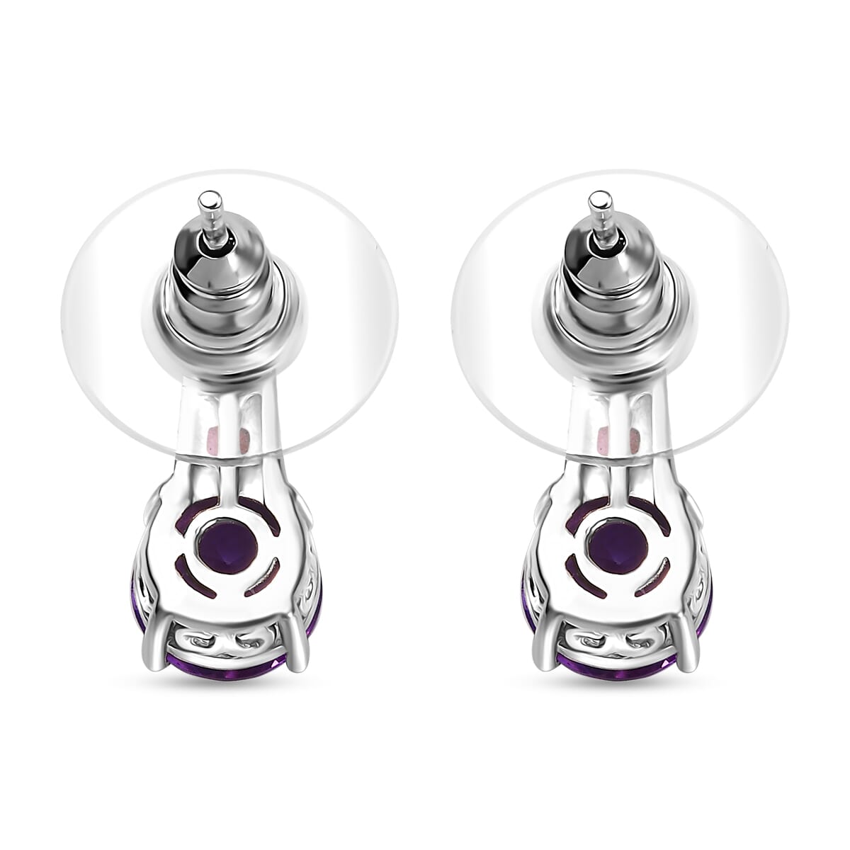 D'Joy African Amethyst and Orissa Rhodolite Garnet 2.80 ctw Earrings in Rhodium Over Sterling Silver image number 4