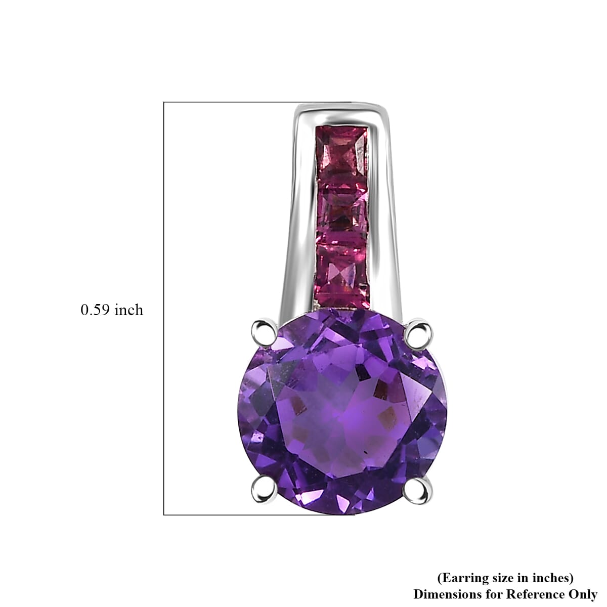 D'Joy African Amethyst and Orissa Rhodolite Garnet 2.80 ctw Earrings in Rhodium Over Sterling Silver image number 5