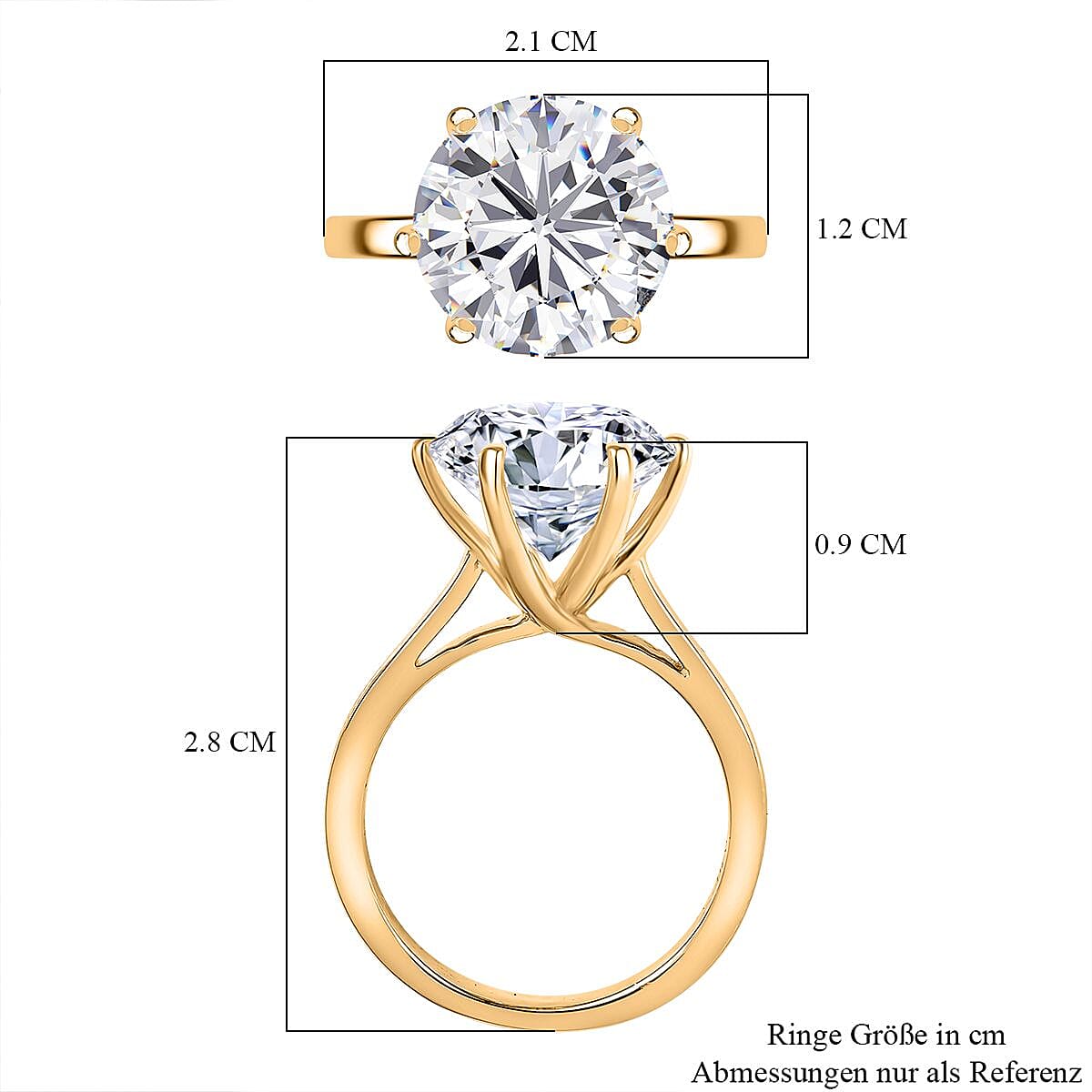 Moissanite 4.67 ctw Solitaire Ring in Sterling Silver (Size 11.5)
