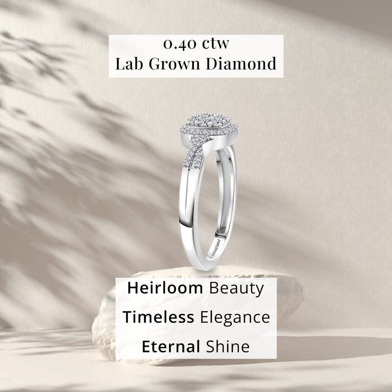 Luxuriant Lab Grown Diamond G-H SI 0.40 ctw Eternal Glow Ring in Rhodium Over Sterling Silver (Size 10.0)