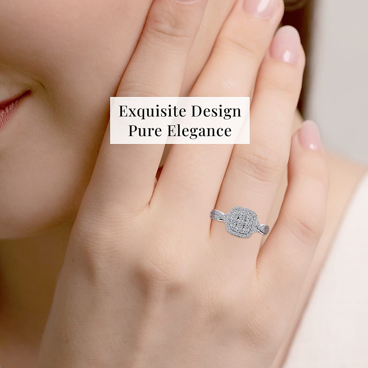 Luxuriant Lab Grown Diamond G-H SI 0.40 ctw Eternal Glow Ring in Rhodium Over Sterling Silver (Size 5.0) image number 1