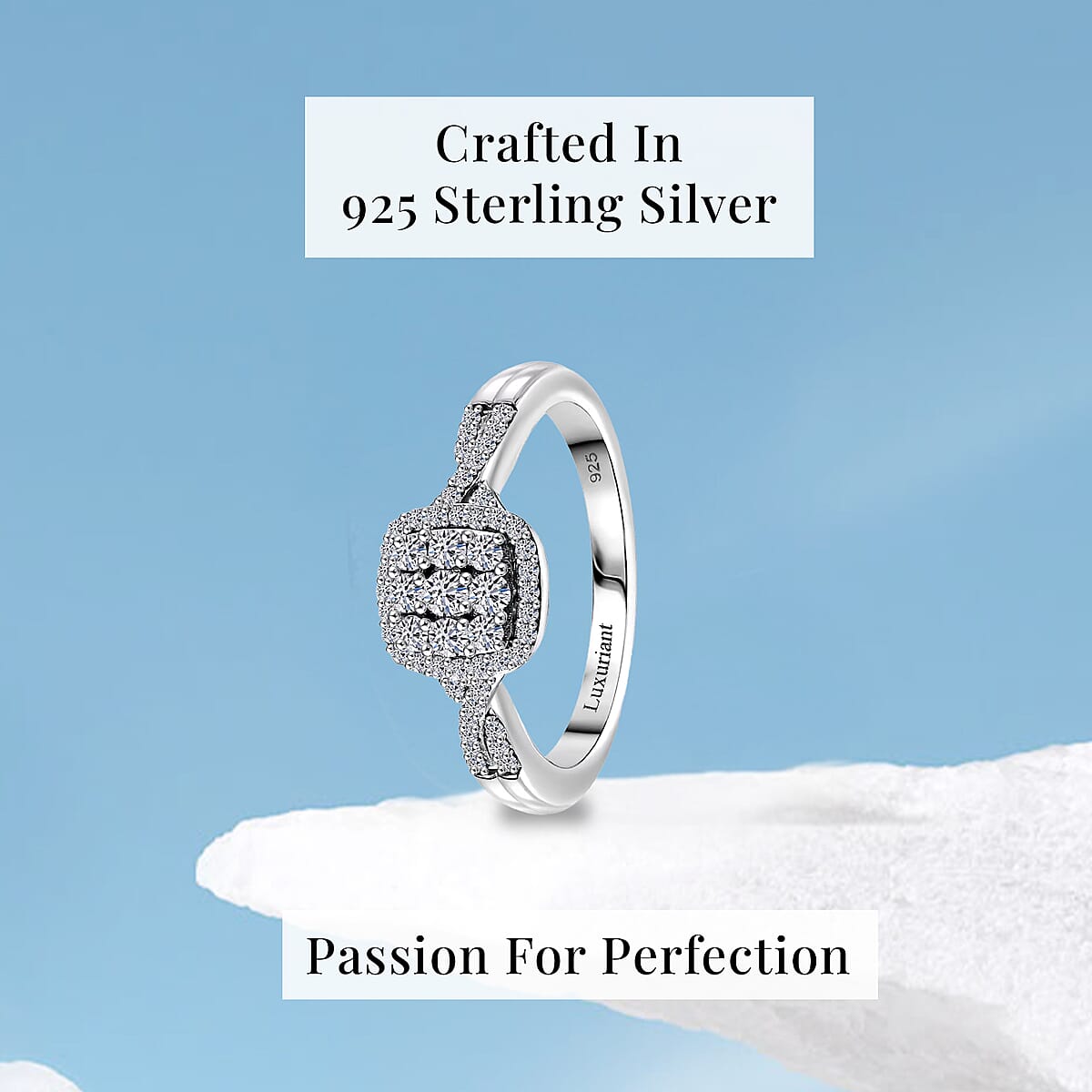 Luxuriant Lab Grown Diamond G-H SI 0.40 ctw Eternal Glow Ring in Rhodium Over Sterling Silver (Size 5.0) image number 2