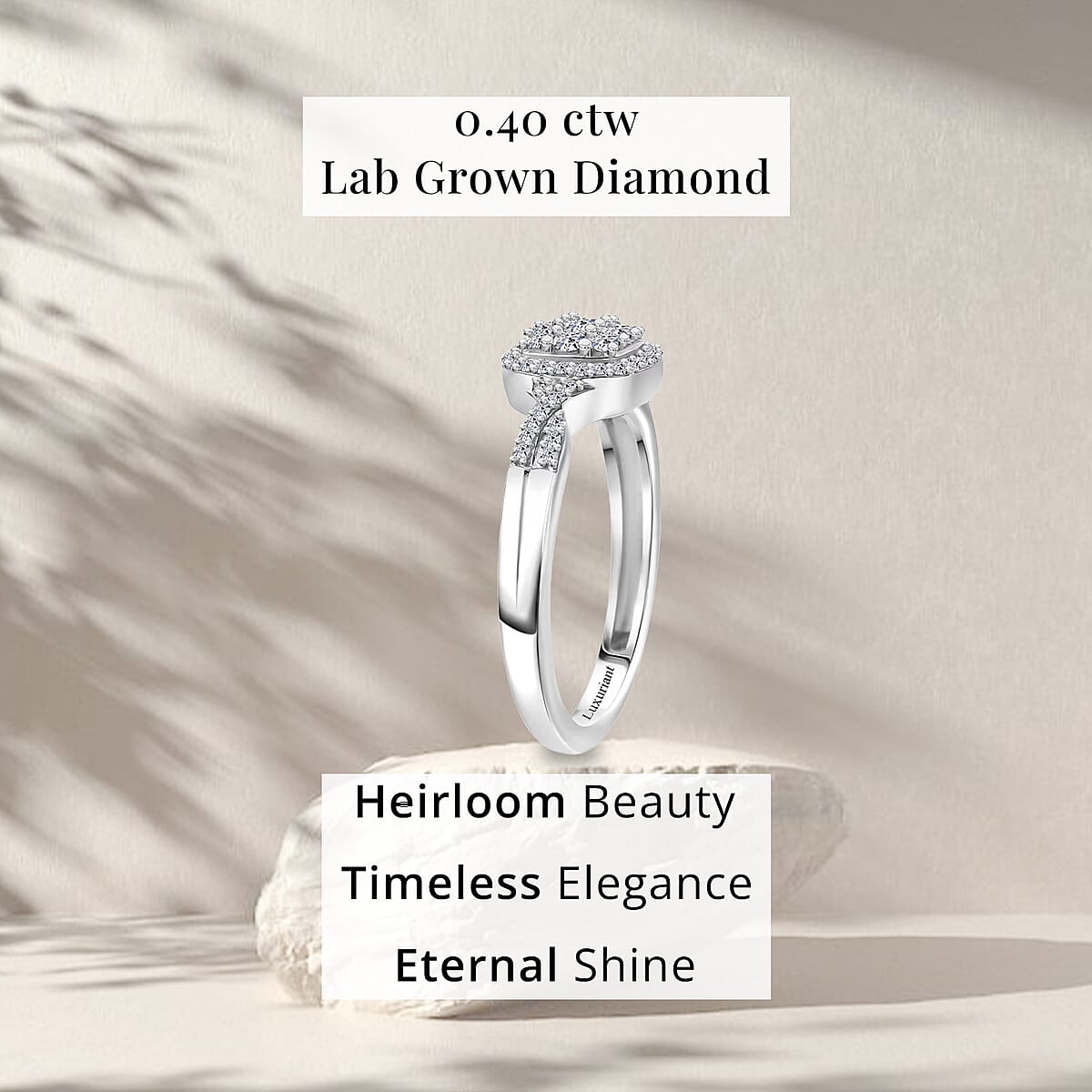 Luxuriant Lab Grown Diamond G-H SI 0.40 ctw Eternal Glow Ring in Rhodium Over Sterling Silver (Size 5.0) image number 4
