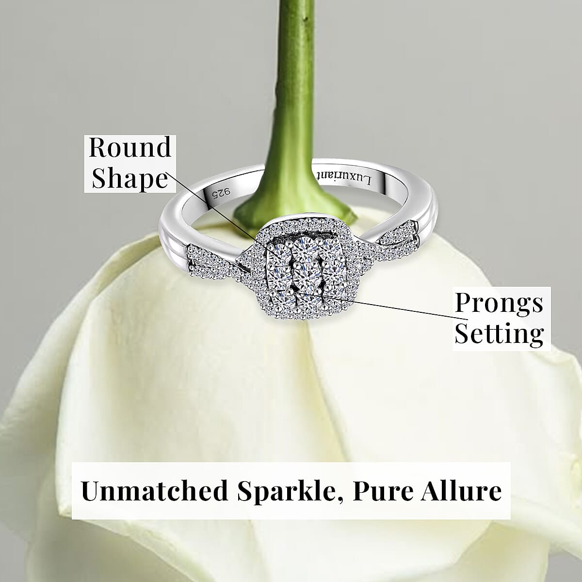 Luxuriant Lab Grown Diamond G-H SI 0.40 ctw Eternal Glow Ring in Rhodium Over Sterling Silver (Size 5.0) image number 5