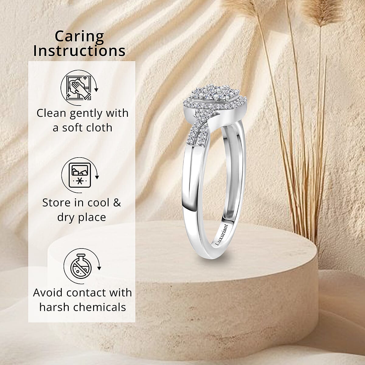 Luxuriant Lab Grown Diamond G-H SI 0.40 ctw Eternal Glow Ring in Rhodium Over Sterling Silver (Size 5.0) image number 6
