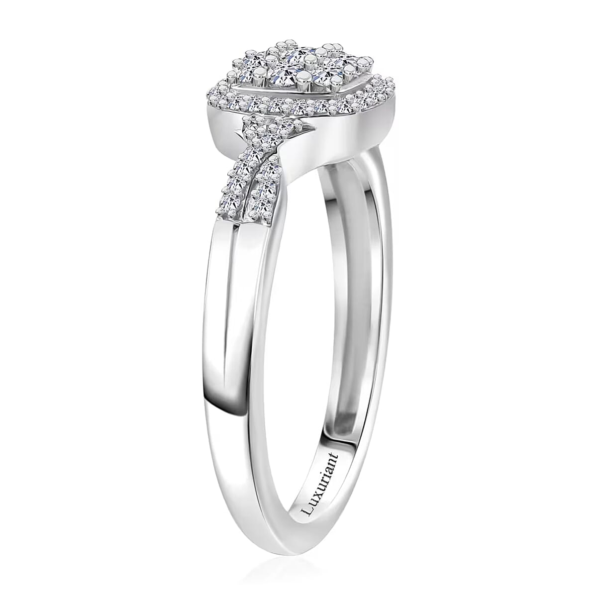 Luxuriant Lab Grown Diamond G-H SI 0.40 ctw Eternal Glow Ring in Rhodium Over Sterling Silver (Size 5.0) image number 8