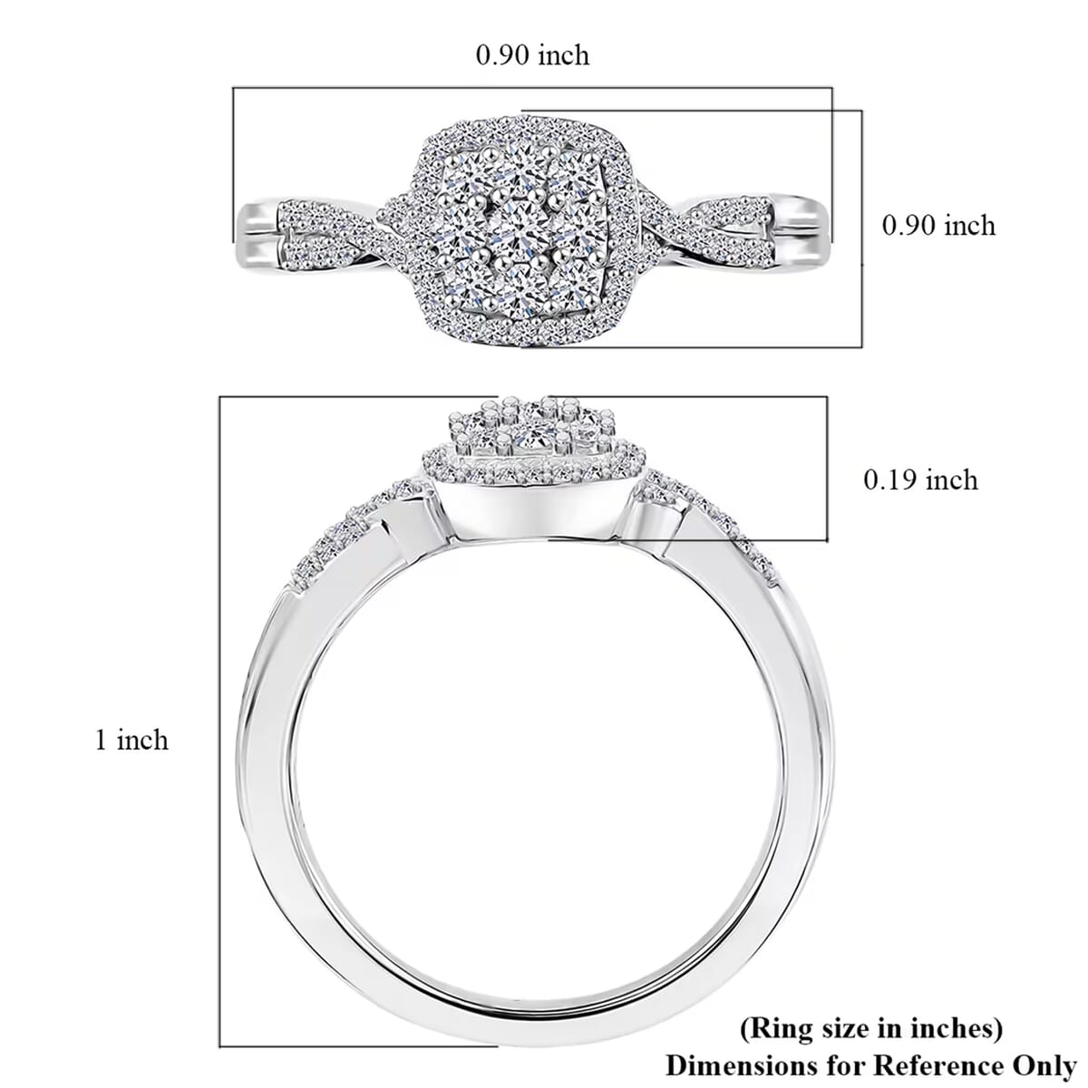Luxuriant Lab Grown Diamond G-H SI 0.40 ctw Eternal Glow Ring in Rhodium Over Sterling Silver (Size 7.0) image number 7