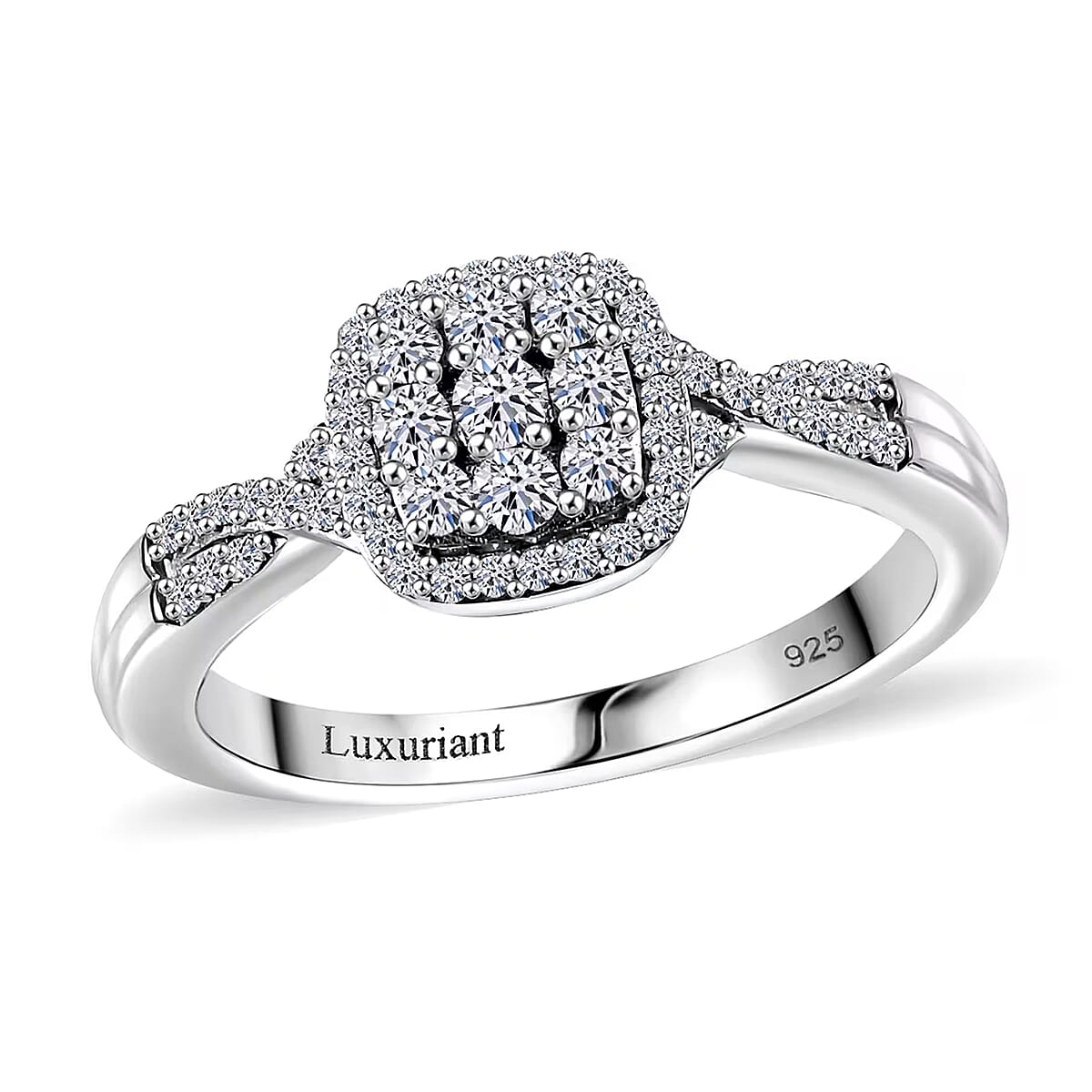 Luxuriant Lab Grown Diamond G-H SI 0.40 ctw Eternal Glow Ring in Rhodium Over Sterling Silver (Size 8.0) image number 0