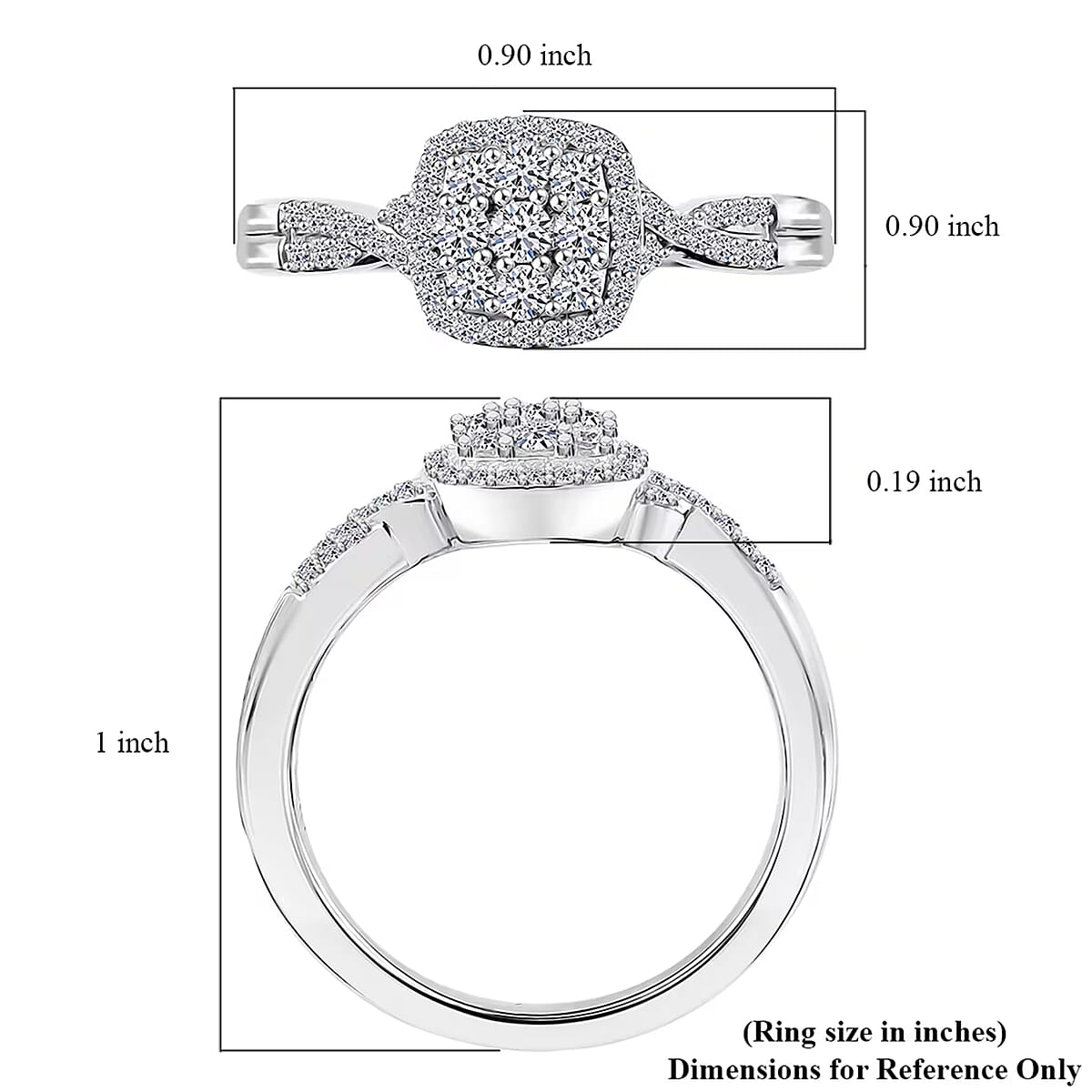 Luxuriant Lab Grown Diamond G-H SI 0.40 ctw Eternal Glow Ring in Rhodium Over Sterling Silver (Size 8.0) image number 7