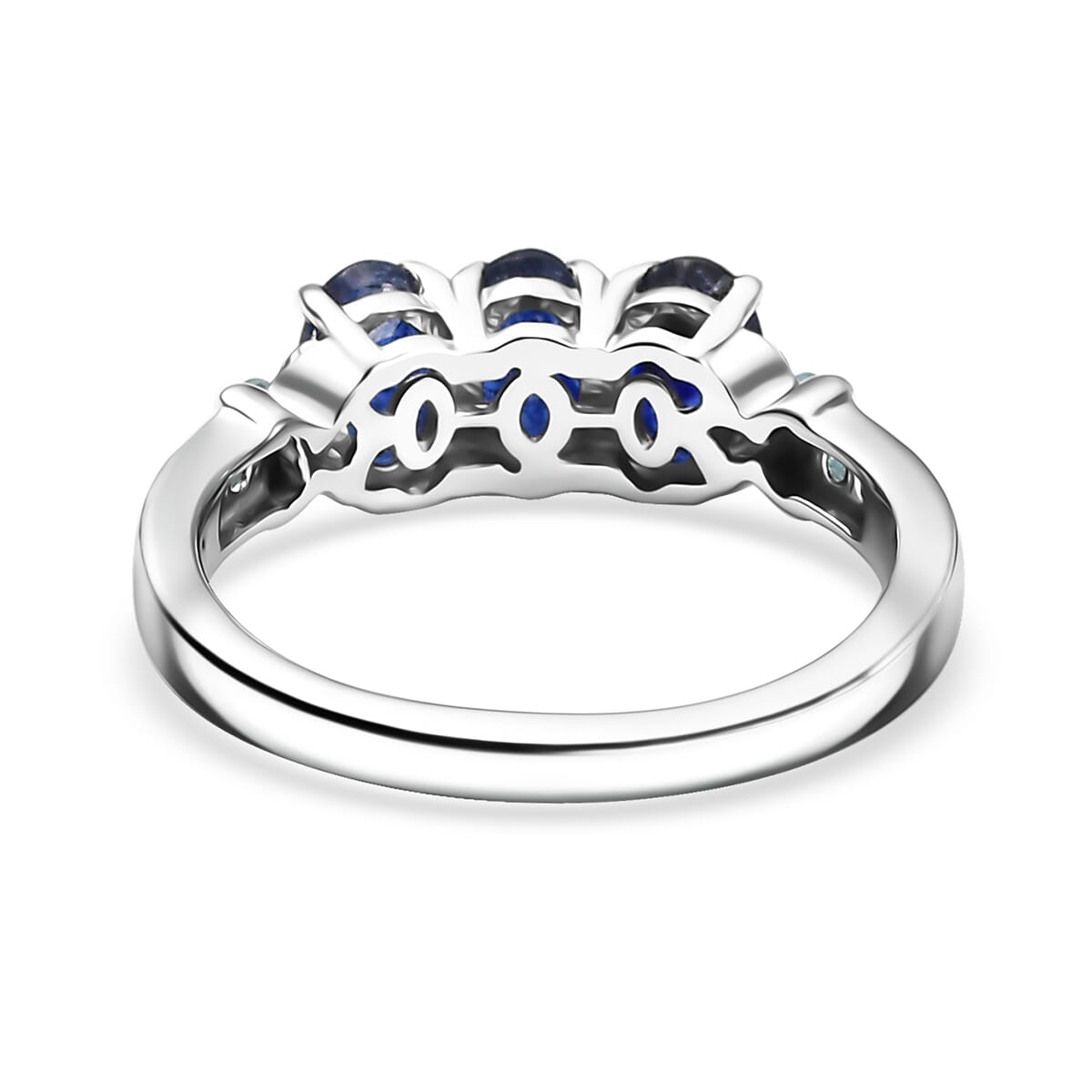 D'Joy Masoala Sapphire (D) and Paraiba Apatite 2.20 ctw Ring in Rhodium Over Sterling Silver (Size 7.0) image number 4