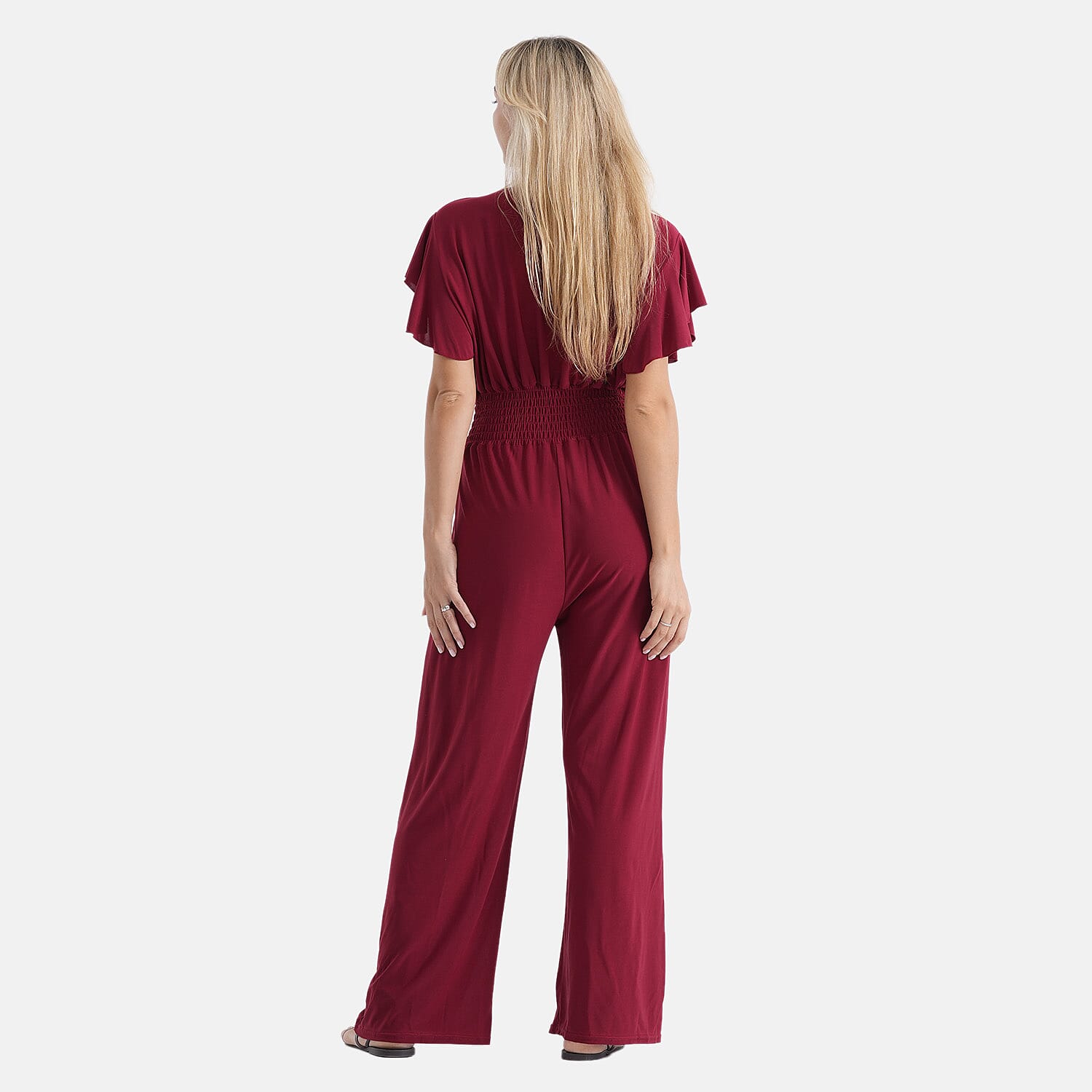 La Marey Ruby Smocked Jumpsuit with Flutter Sleeve - One Size Fits Most