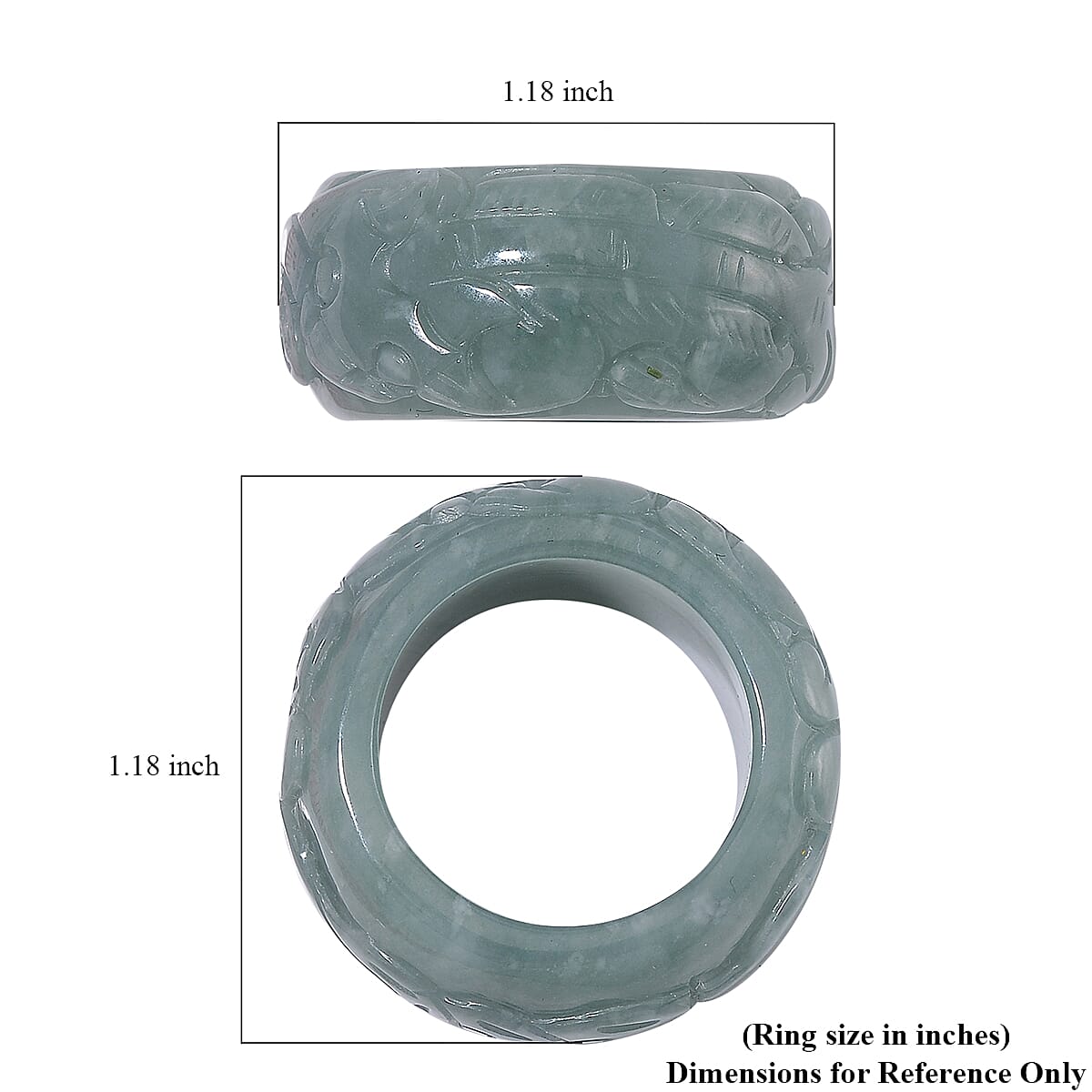Natural Olmec Jadeite 60.00 ctw Carved Pixiu Band Ring (Size 10.0)