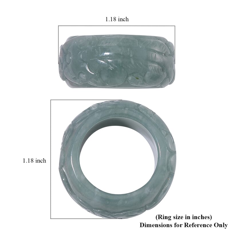 Natural Olmec Jadeite 60.00 ctw Carved Pixiu Band Ring (Size 10.0)