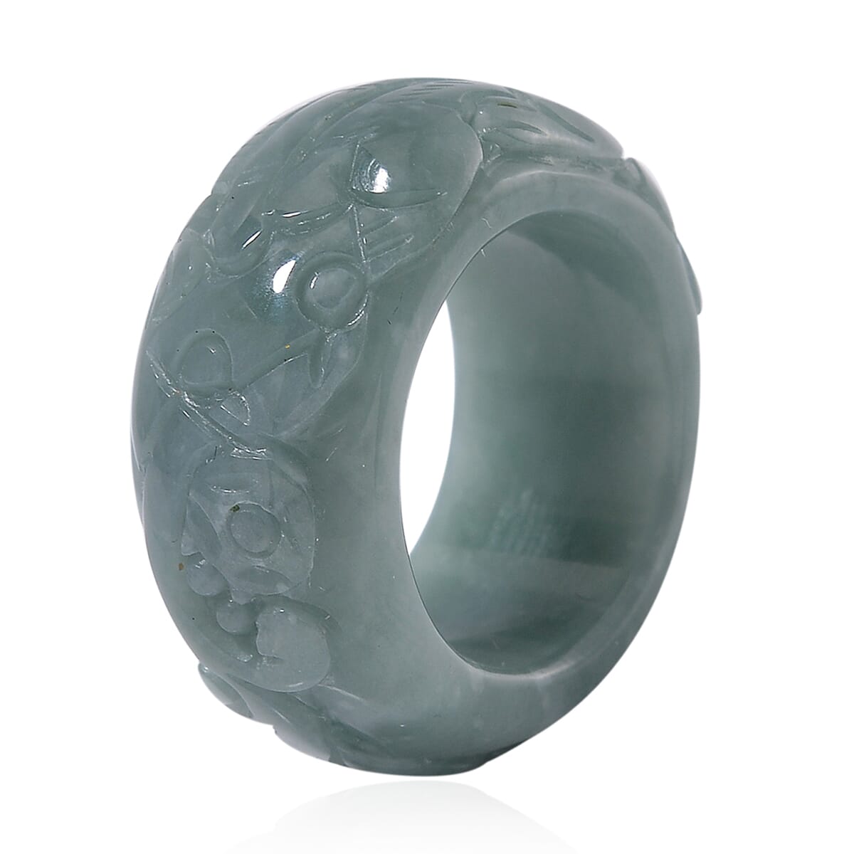 Natural Olmec Jadeite 60.00 ctw Carved Pixiu Band Ring (Size 7.0) image number 2