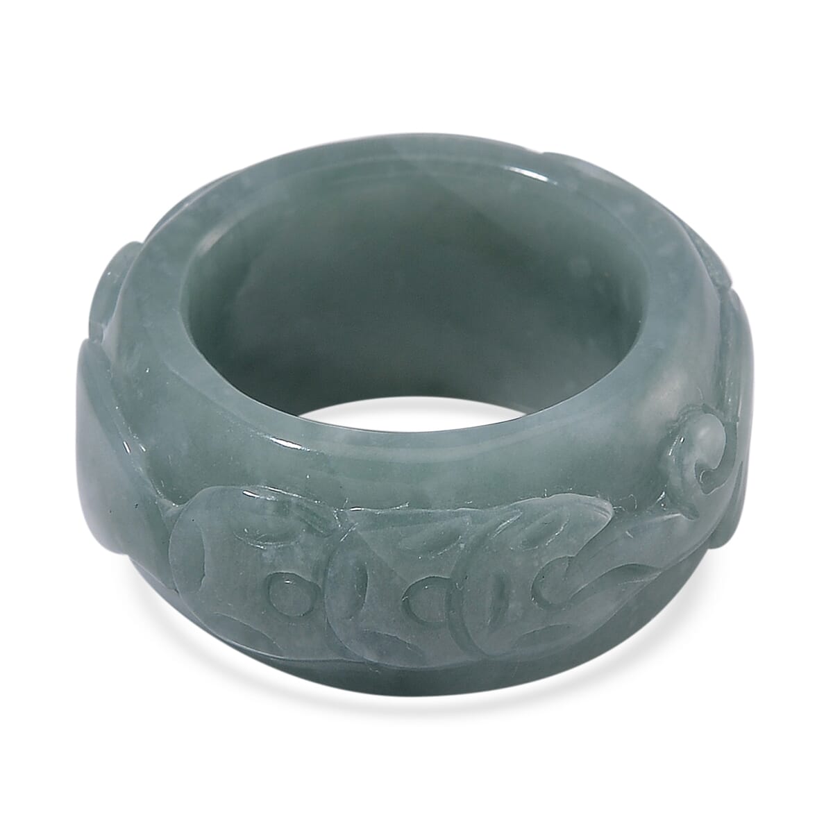 Natural Olmec Jadeite 60.00 ctw Carved Pixiu Band Ring (Size 7.0) image number 3