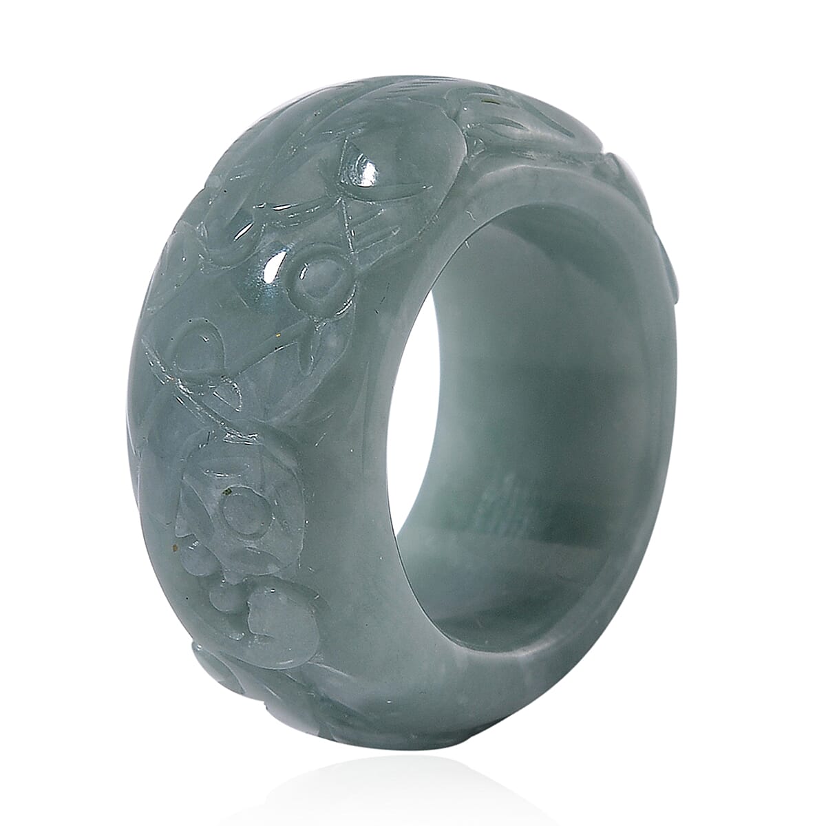 Natural Olmec Jadeite 60.00 ctw Carved Pixiu Band Ring (Size 8.0) image number 2