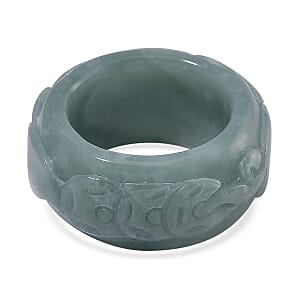 Natural Olmec Jadeite 60.00 ctw Carved Pixiu Band Ring (Size 8.0)