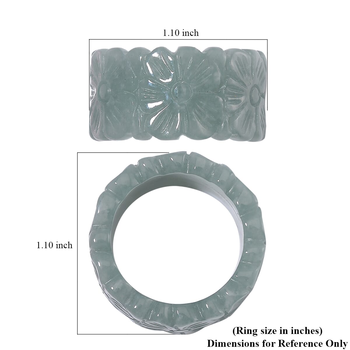 Natural Olmec Jadeite 42.00 ctw Carved Floral Band Ring (Size 6.0) image number 4
