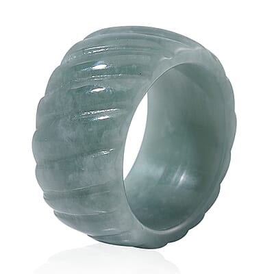 Natural Olmec Jadeite 44.00 ctw Carved Verdant Flow Band Ring (Size 10.0)